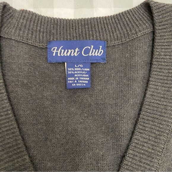 HUNT Club Grandpa 50% wool blend button up cardigan in large grey charcoal - Picture 7 of 15